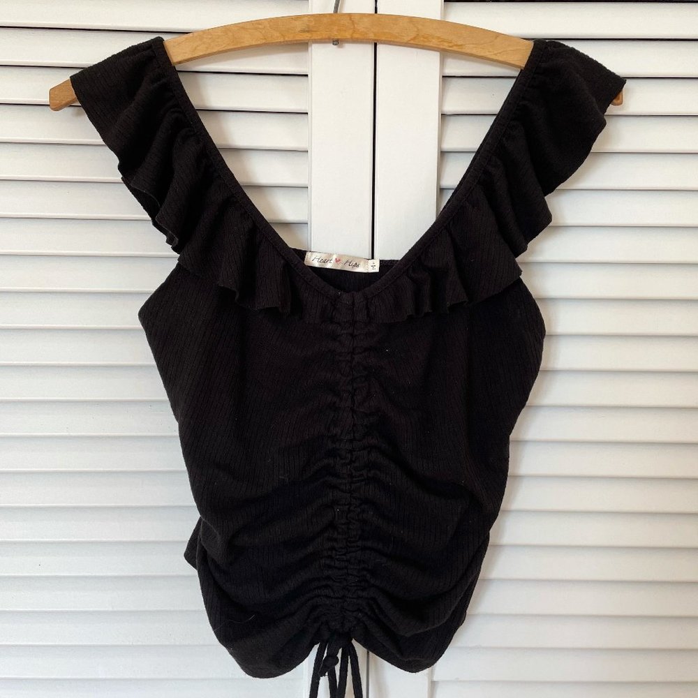Black Ruche Tank Top Size S